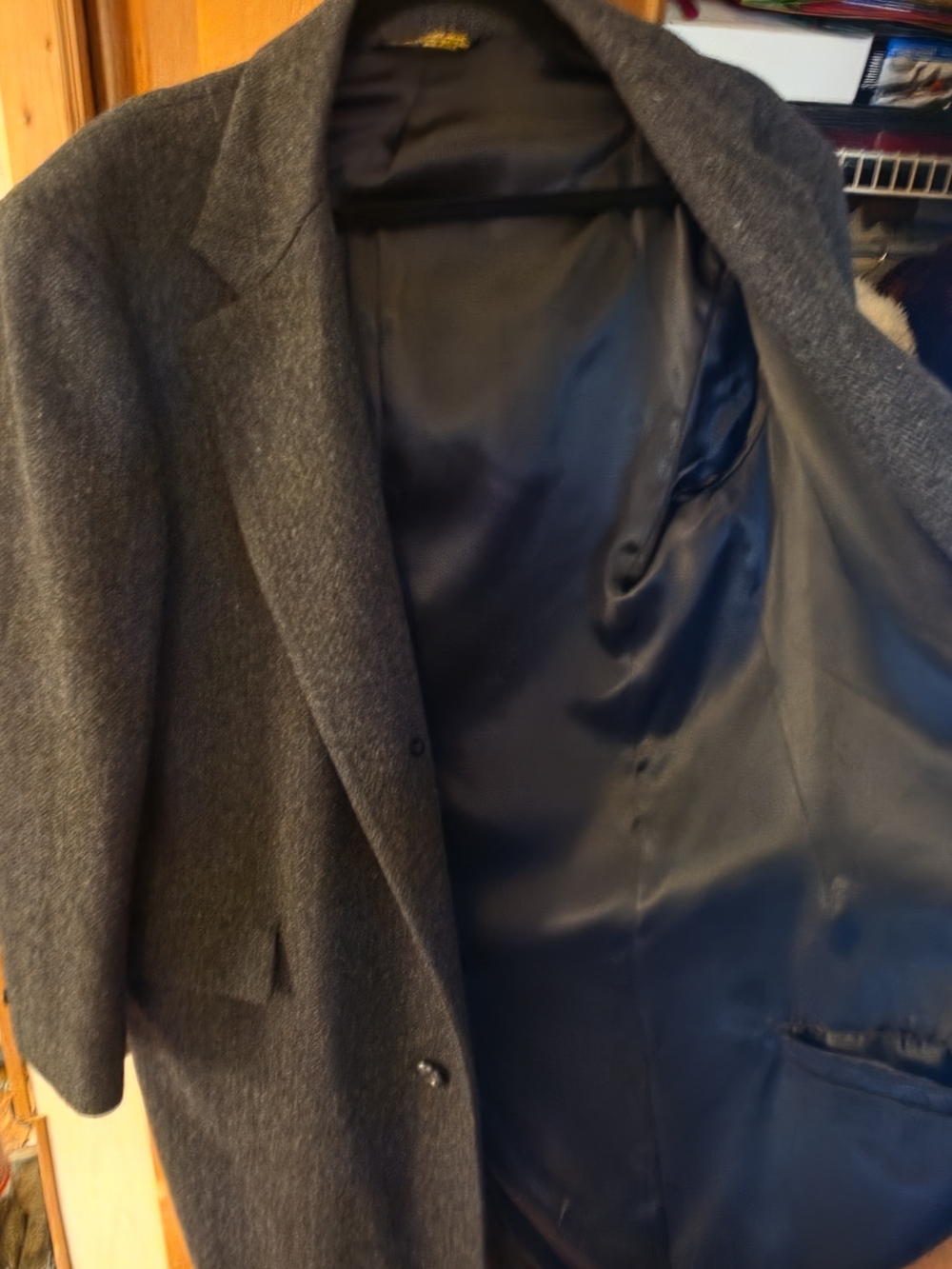 B.W. Harris Vintage Wool Topcoat Herringbone Gray Tweed Overcoat Mens L / 44R - Picture 4 of 5
